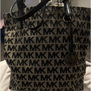 Michael Kors black canvas jet set tote